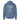 Flat-lay of Trail to the Catch Full Zip Hoodie in steel blue, back view with Alaska fishing and island life graphic for outdoor adventures